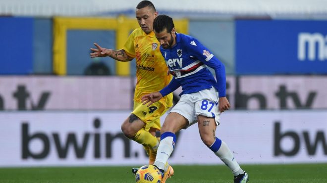 Samp-Cagliari finisce pari, Nainggolan sigla il 2-2 al 96′