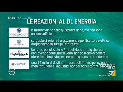 Unimpresa su LA7 Omnibus 20.02.2022 – Ore 7.00 – Provvedimenti del governo contro il caro energia.