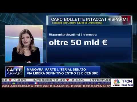 Unimpresa su CLASS CNBC – CAFFE’ AFFARI – Ore 07.00: Caro bollette. Dati Centro studi Unimpresa.