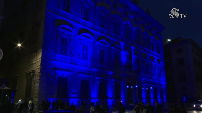 Autismo, la facciata di Palazzo Madama s’illumina di blu