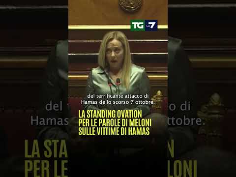 La standing ovation al #Senato per le parole di #Meloni sulle vittime di #Hamas