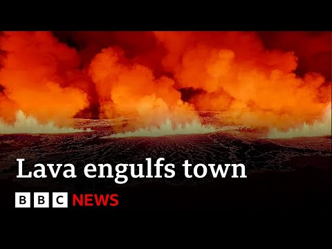 Iceland volcano – emergency declared as lava sets town on fire | BBC News