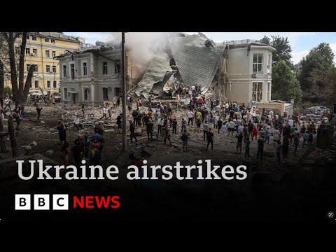 Children’s hospital hit as Russian airstrikes kill dozens in Ukraine | BBC News