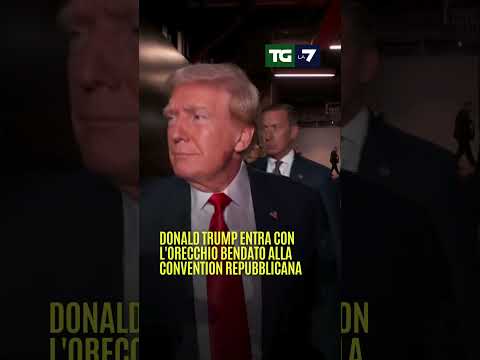 Donald Trump entra con l’orecchio bendato alla Convention repubblicana