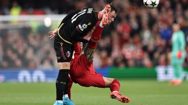 Liverpool-Bologna 2-0, Mac Allister e Salah in gol