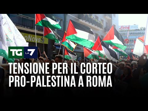 Tensione per il corteo pro-Palestina a Roma